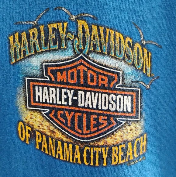 Harley Davidson Motorcycles Women's T-shirt Sz Medium Blue Panama Florida - Picture 4 of 8